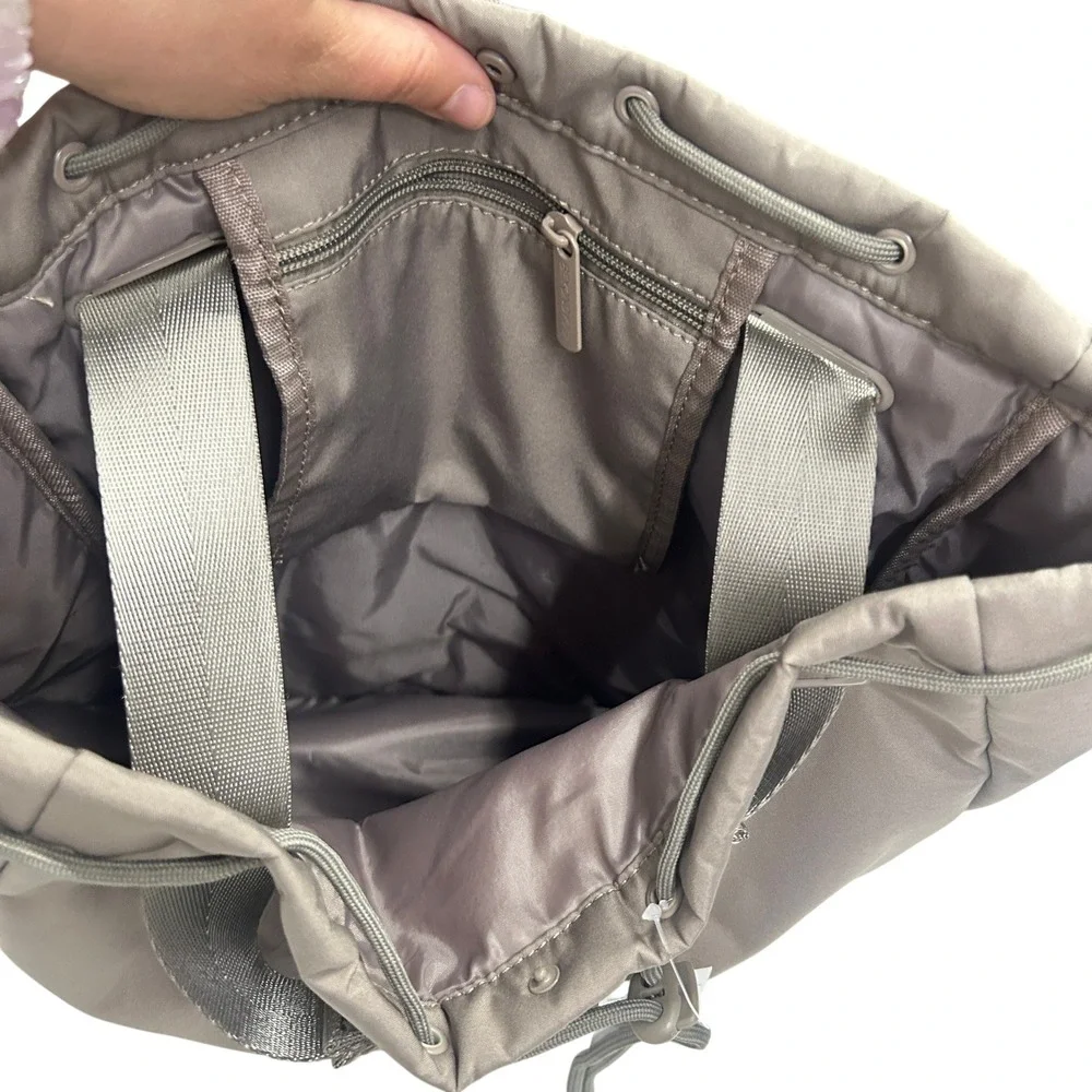Beyond Yoga Backpack Taupe Gray Drawstring Gym‎ Travel Athleisure NWT Bag